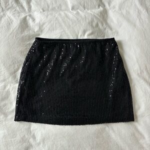 Motel Rocks Black Sequin Mini Skirt